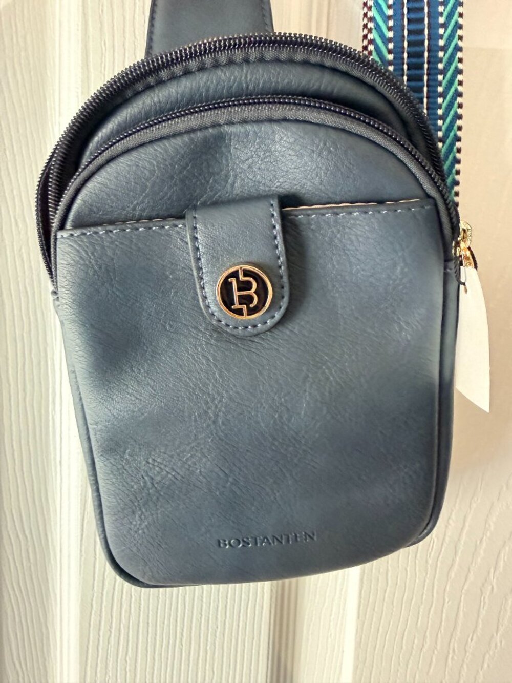 Bostanten Blue Crossbody Bag – NWT – Patterned Strap – Organizer Purse